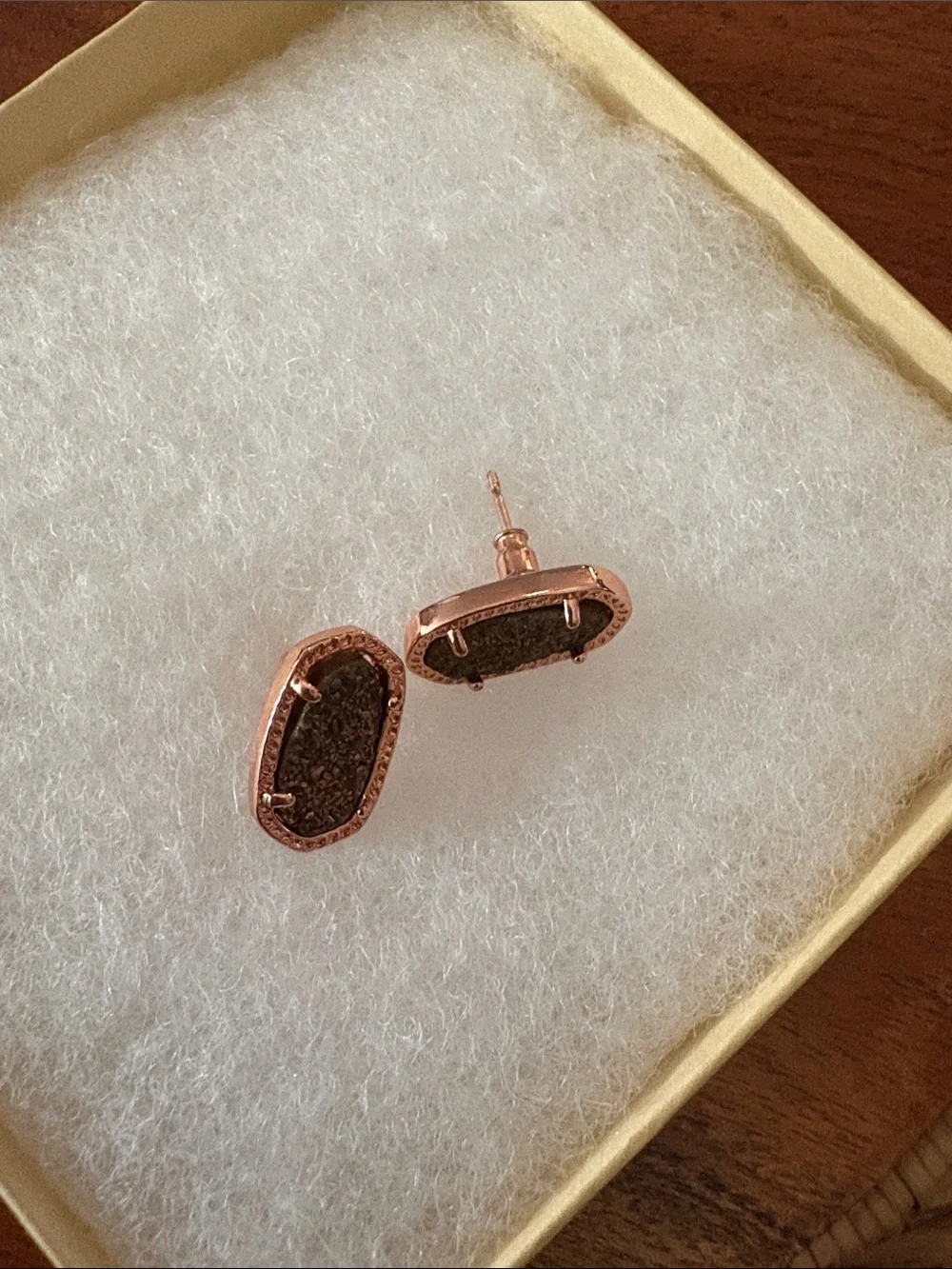 Kendra Scott Rose Gold Oval Druzy Studs with Dark Center